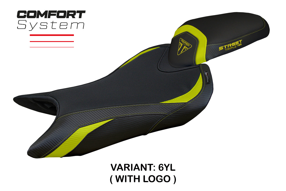 Tappezzeria Italia Triumph Street Triple 765 2023-2025 Seat Cover Comfort in Yellow and Black
