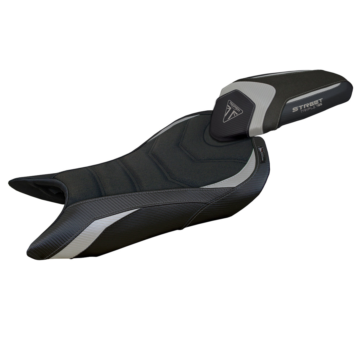 Tappezzeria Italia Triumph Street Triple 765 2023-2025 Seat Cover Ultragrip in Silver and Black