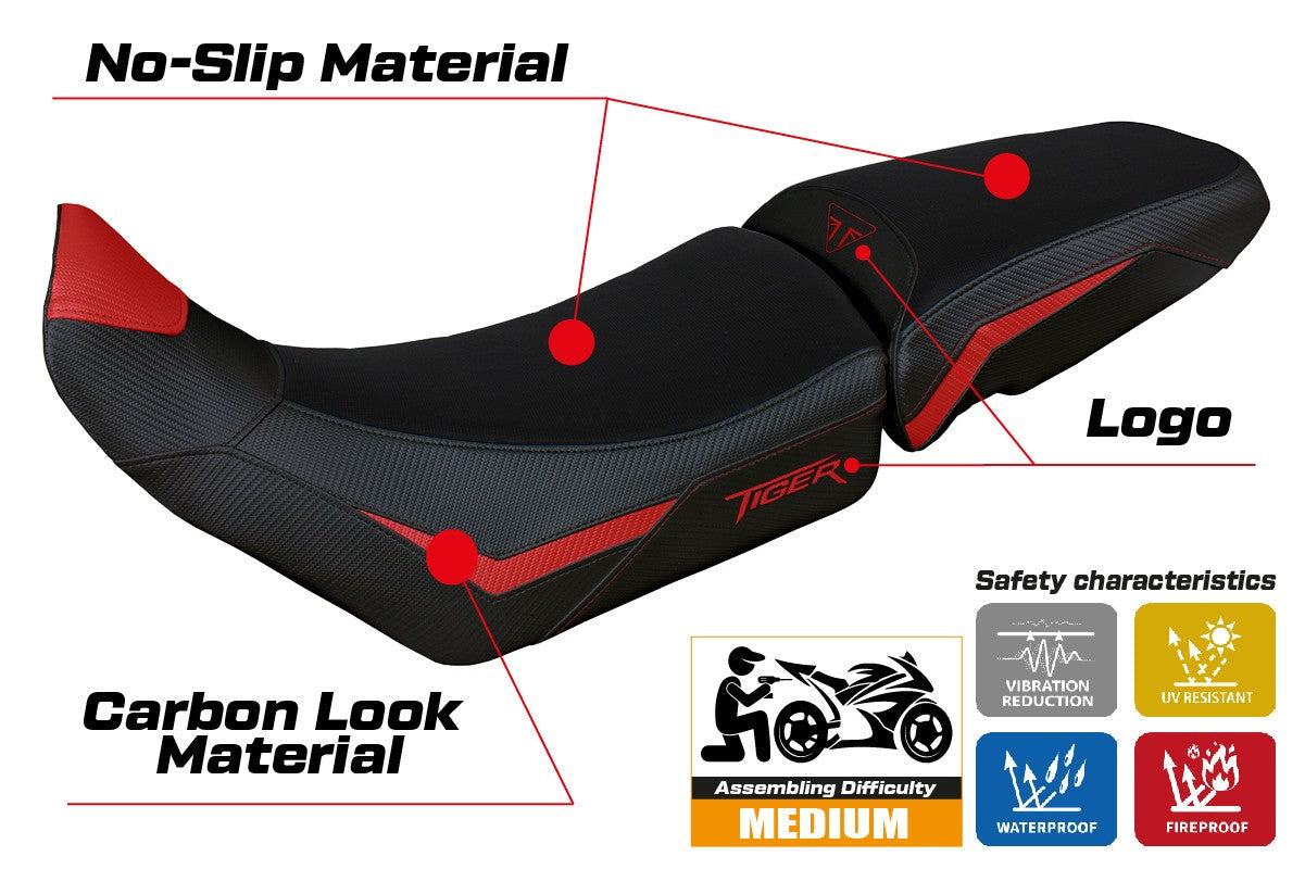 Tappezzeria Italia Triumph Tiger 850 Sport 2021-2025 Seat Cover Red Black