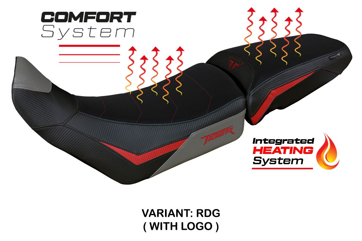 Tappezzeria Italia Triumph Tiger 850 Sport 2021-2025 Seat Cover Heating Comfort Red Gry