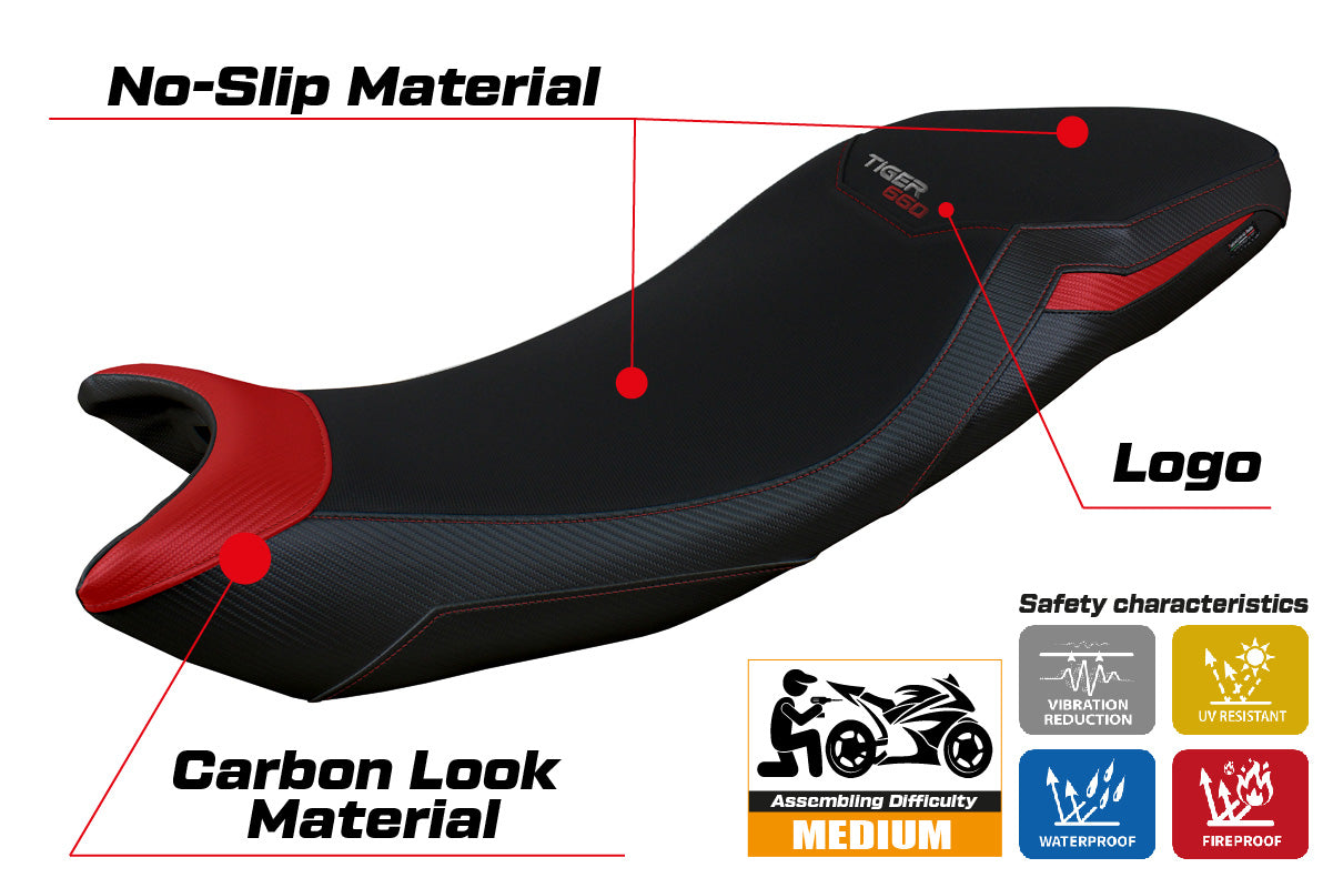 Tappezzeria Italia Triumph Tiger 660 2021-2025 Seat Cover in Red and Black