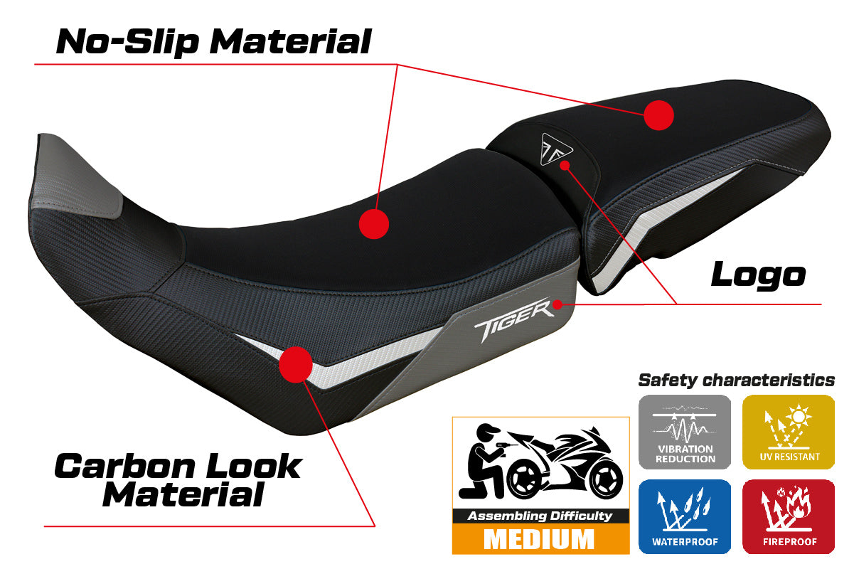 Tappezzeria Italia Triumph Tiger 900 2020-2023 Seat Cover in Grey White and Black
