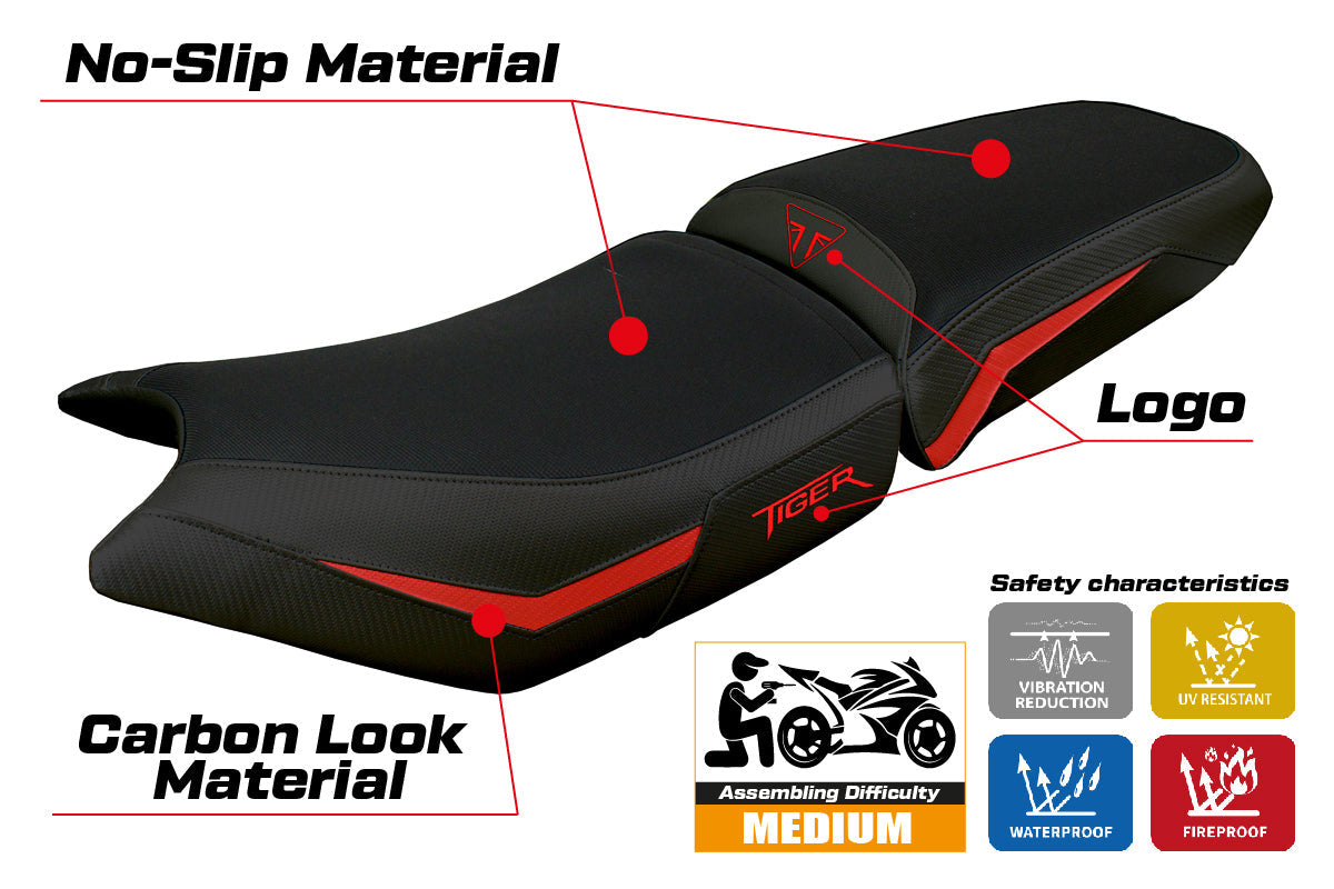 Tappezzeria Italia Triumph Tiger 900 2024-2025 Seat Cover Red Black