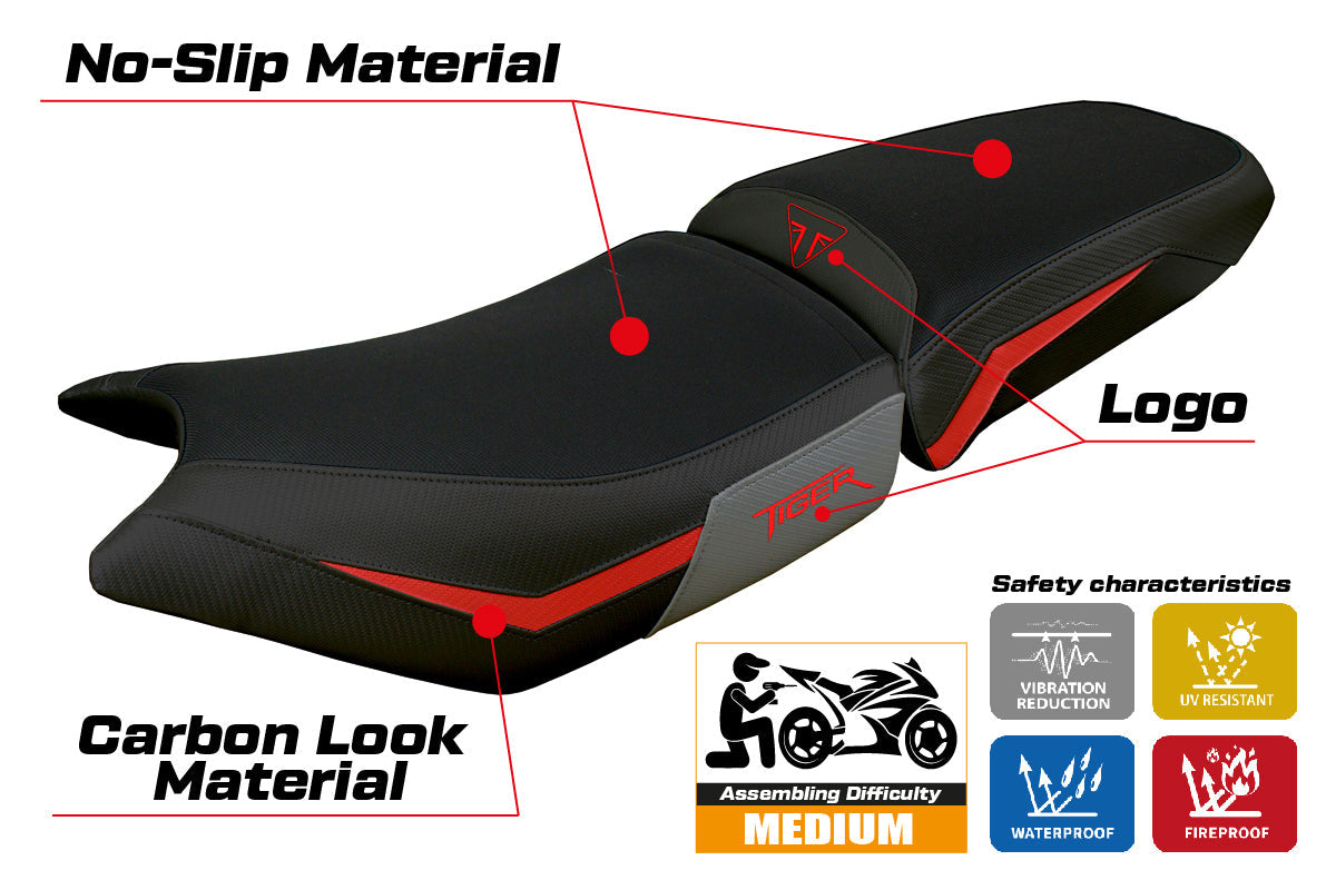 Tappezzeria Italia Triumph Tiger 900 2024-2025 Seat Cover Red Grey Black