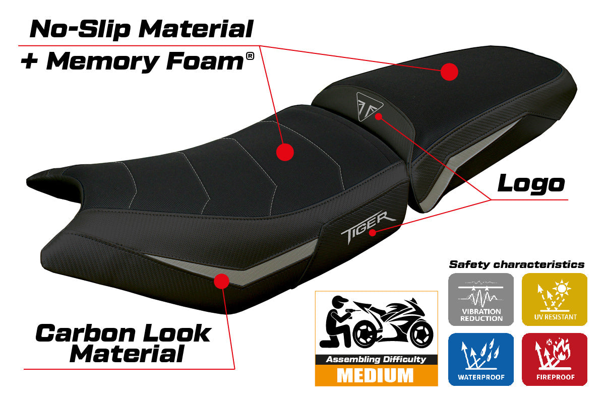 Tappezzeria Italia Triumph Tiger 900 2024-2025 Seat Cover Comfort Grey Black