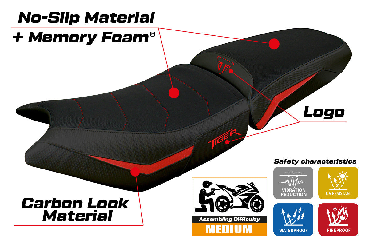 Tappezzeria Italia Triumph Tiger 900 2024-2025 Seat Cover Comfort Red Black