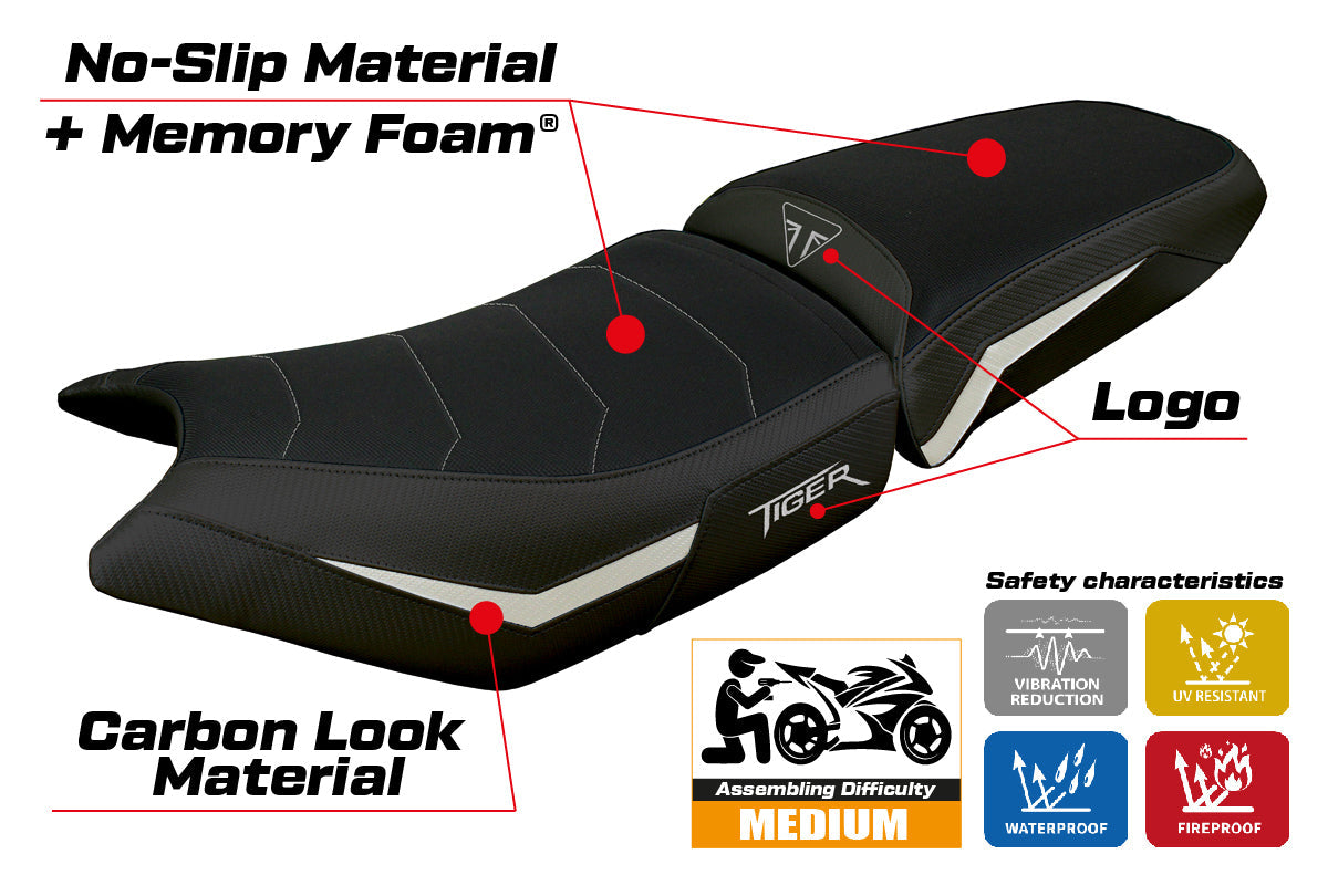 Tappezzeria Italia Triumph Tiger 900 2024-2025 Seat Cover Comfort Silver Black