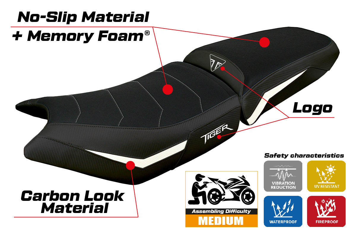 Tappezzeria Italia Triumph Tiger 900 2024-2025 Seat Cover Comfort White Black