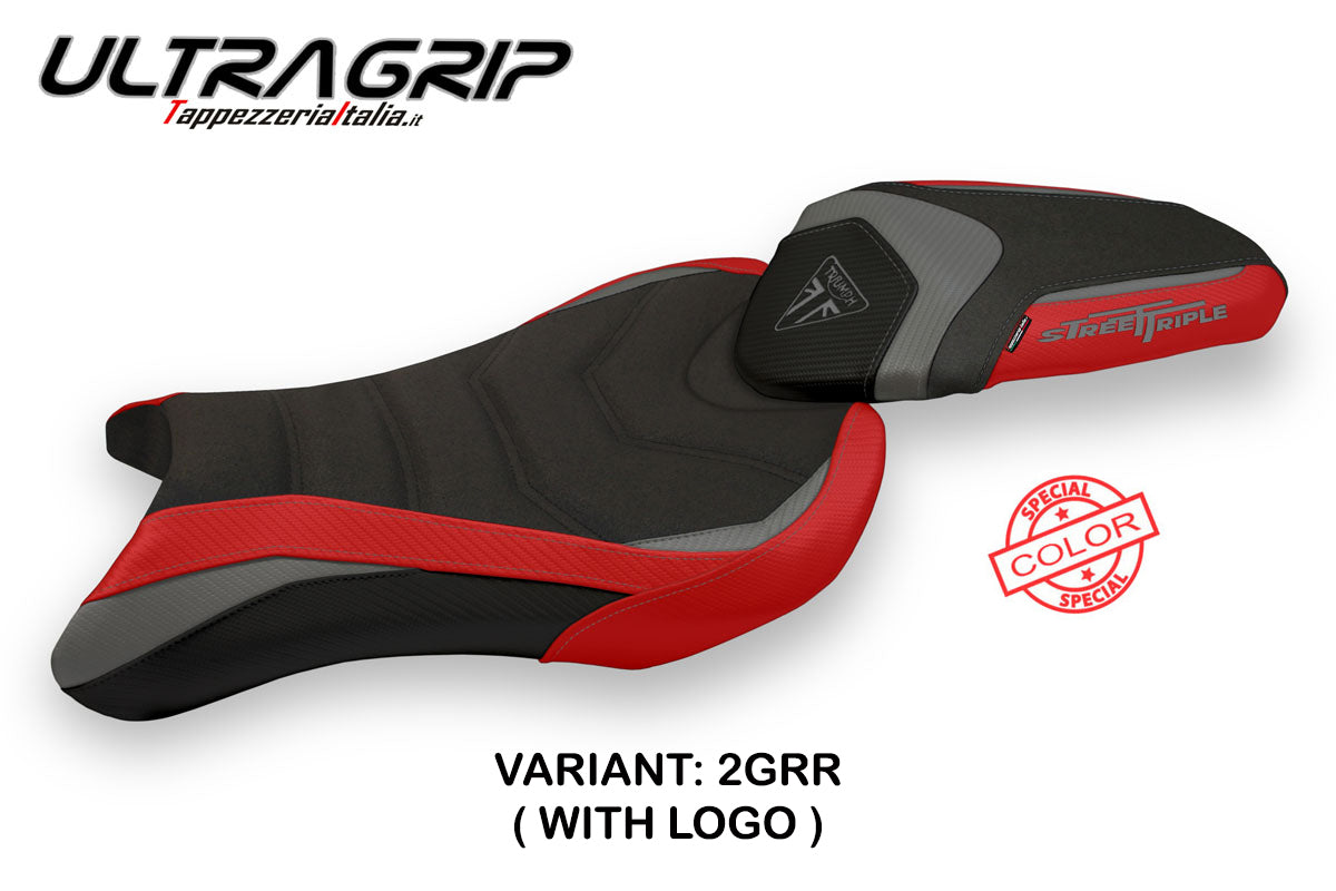 Tappezzeria Italia Triumph Street Triple 765 2017-2022 Seat Cover Ultragrip in Grey and Red