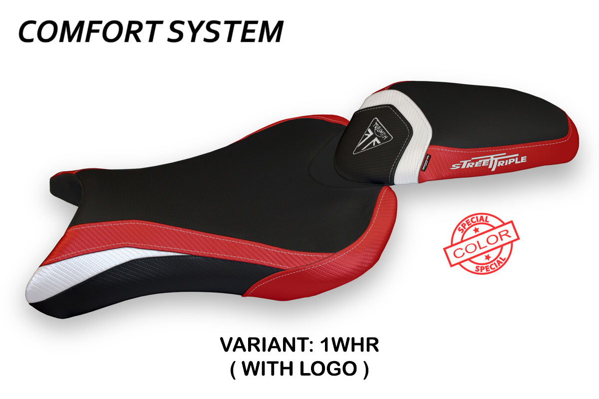 Tappezzeria Italia Triumph Street Triple 765 2017-2022 Seat Cover Comfort in White and Red