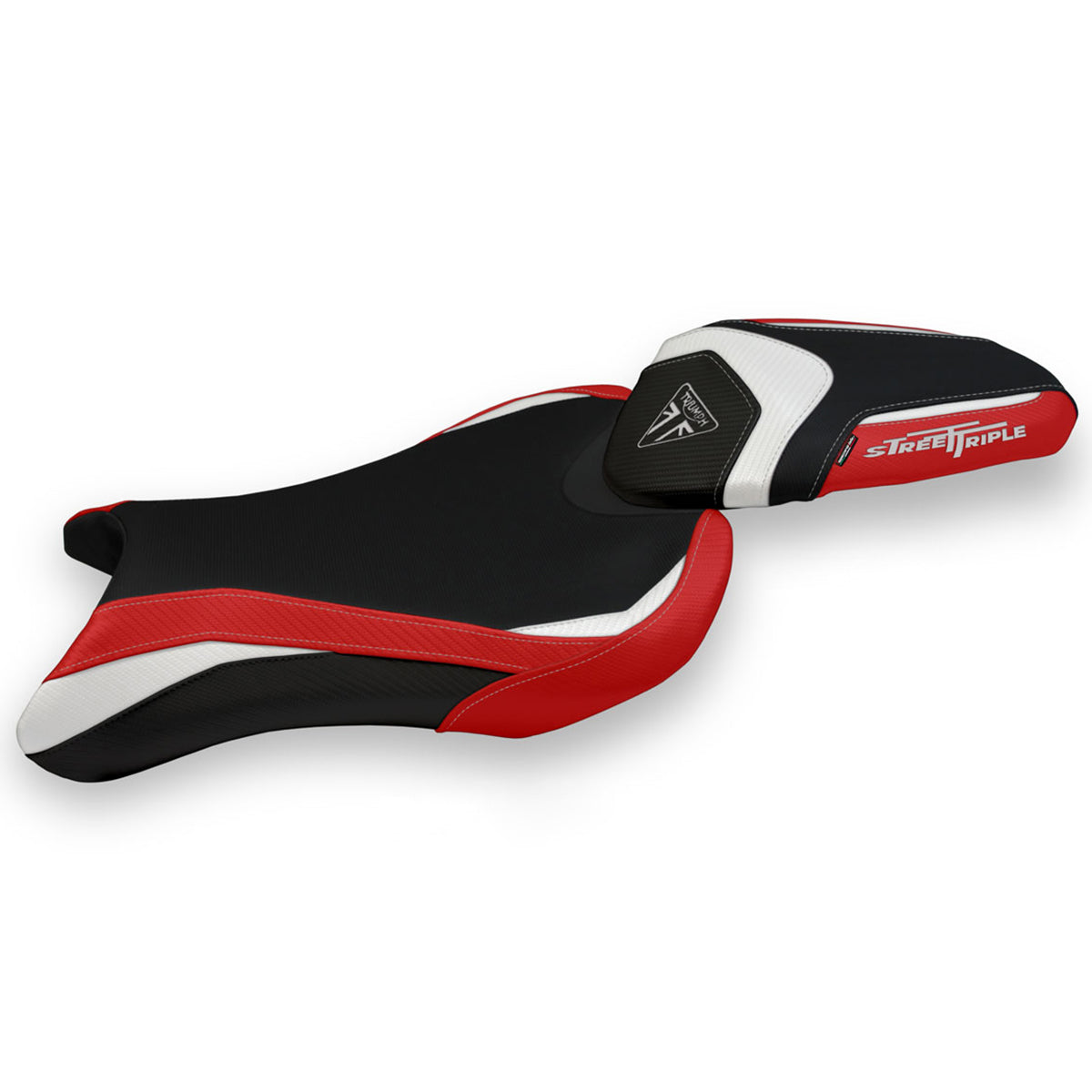 Tappezzeria Italia Triumph Street Triple 765 2017-2022 Seat Cover in White Red and Black