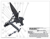 Graves Motorsports WORKS Kawasaki ZX-10R / ZX-10RR Adjustable Rearsets  W-RSK-19ZX1-KAF