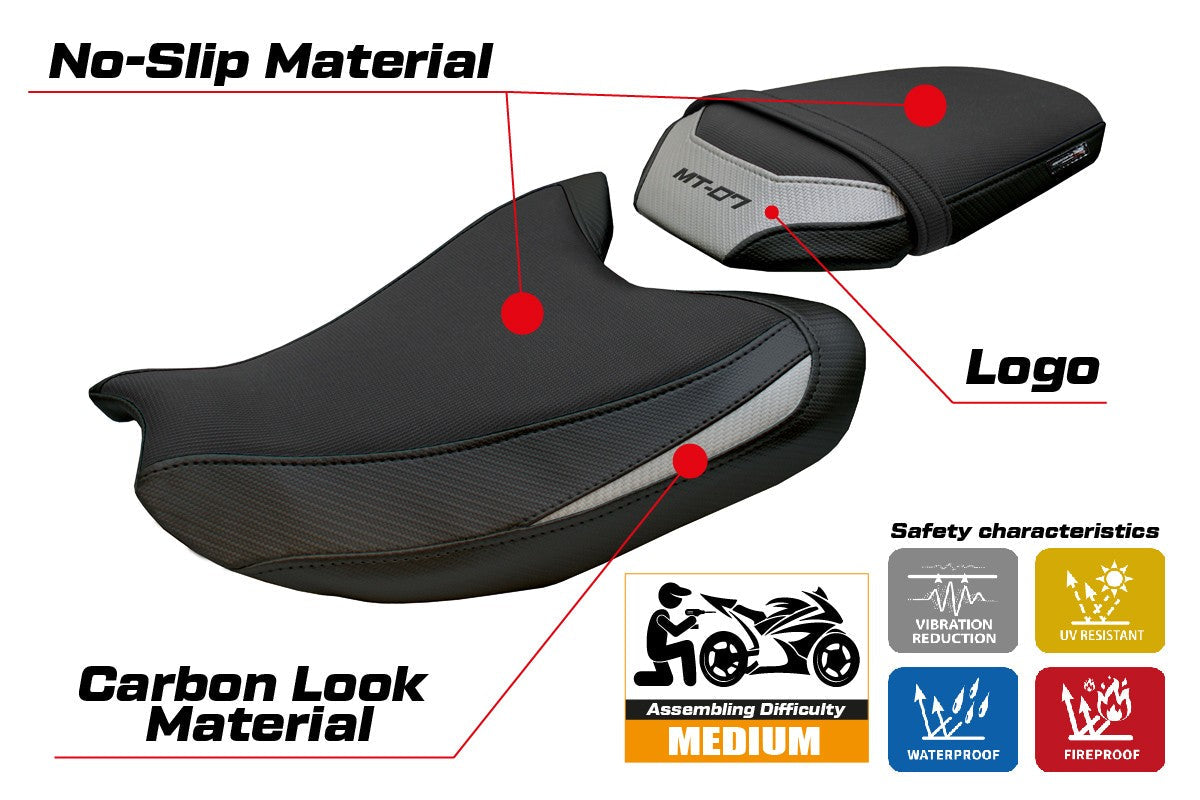 Tappezzeria Italia Yamaha MT-07 FZ07 2025 Seat Cover Silver Black