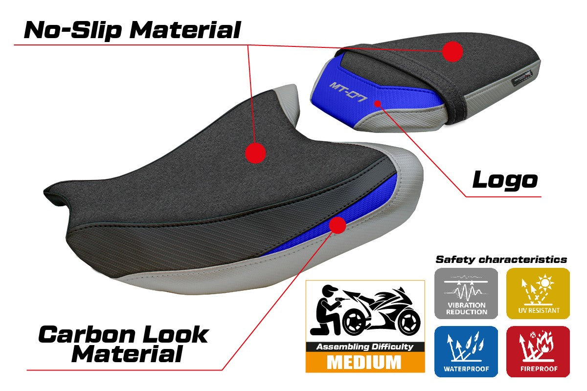 Tappezzeria Italia Yamaha MT-07 FZ07 2025 Seat Cover Ultragrip Silver Blue Black