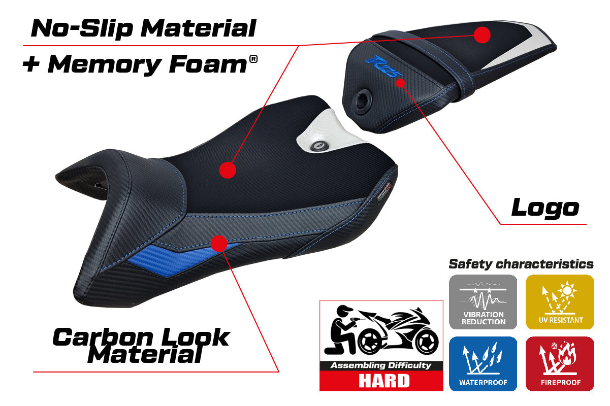 Tappezzeria Italia Yamaha YZF R125 2016-2018 Seat Cover Comfort in White, Blue and Black
