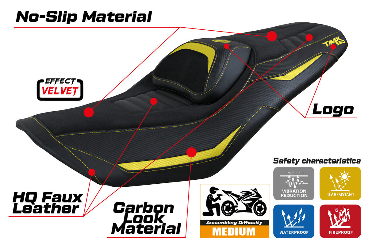 Tappezzeria Italia Yamaha T-Max 560 2022-2025 Seat Cover in Yellow and Black