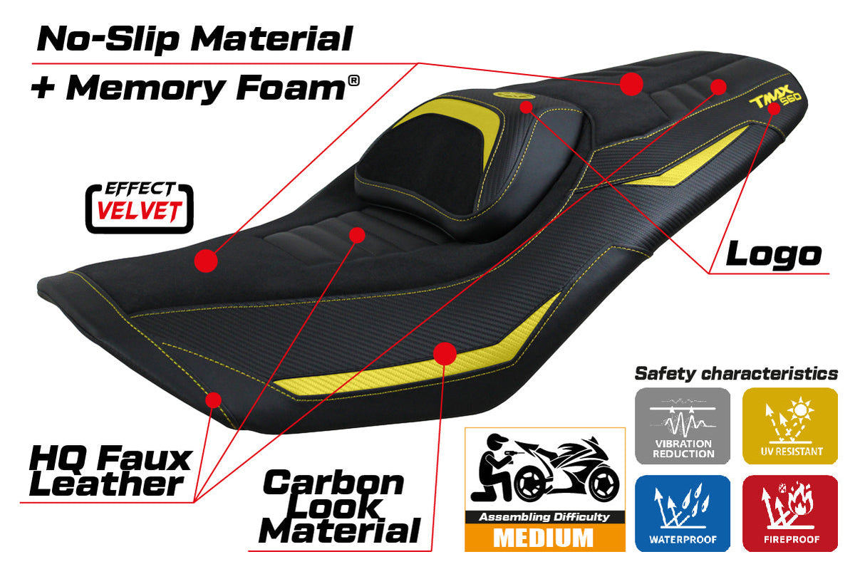 Tappezzeria Italia Yamaha T-Max 560 2022-2025 Seat Cover Comfort in Yellow and Black