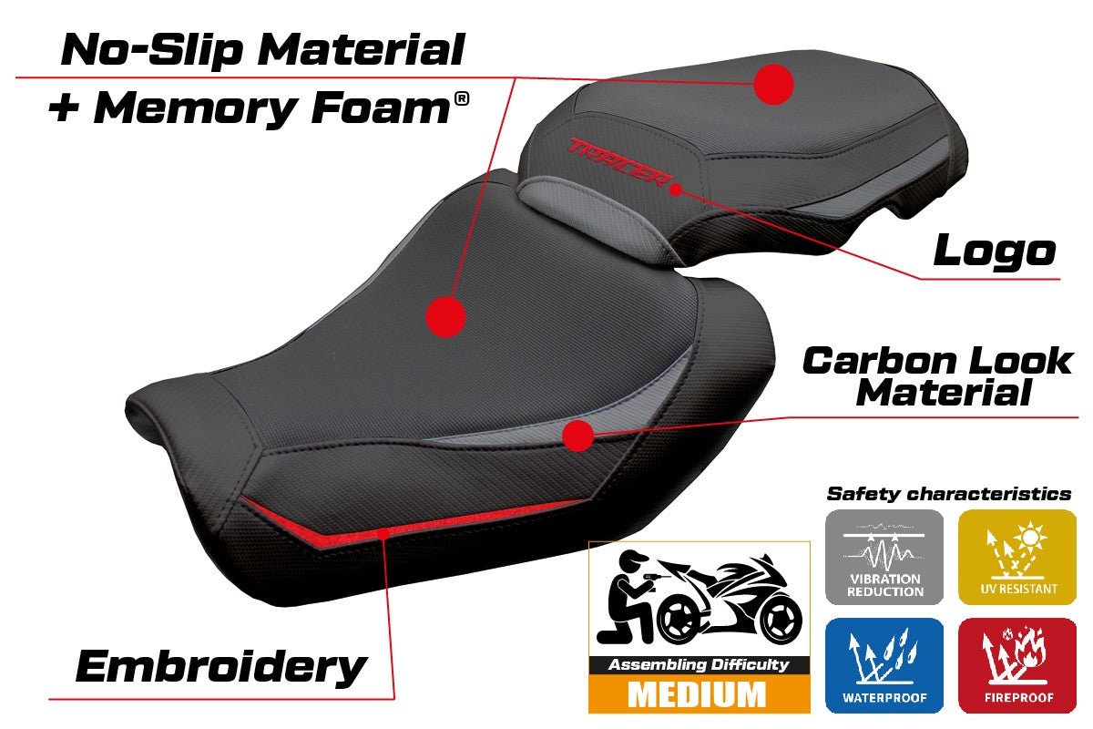 Tappezzeria Italia Yamaha Tracer 9 / 9 GT 2025 Seat Cover Comfort Grey Red Black