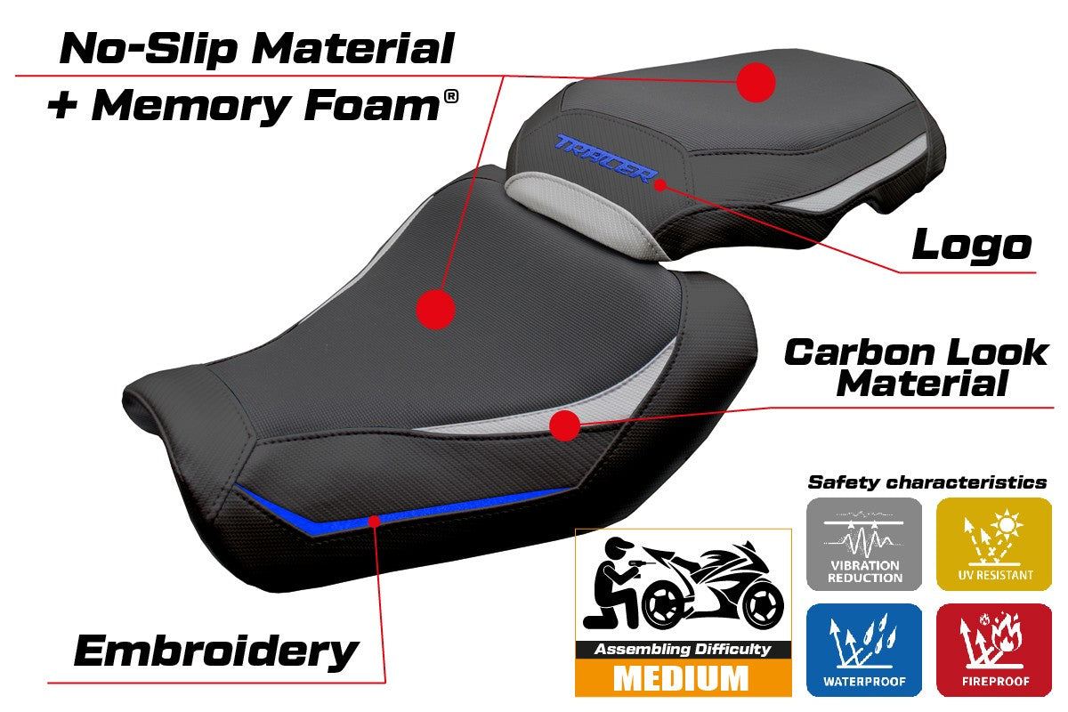 Tappezzeria Italia Yamaha Tracer 9 / 9 GT 2025 Seat Cover Comfort Silver Blue Black