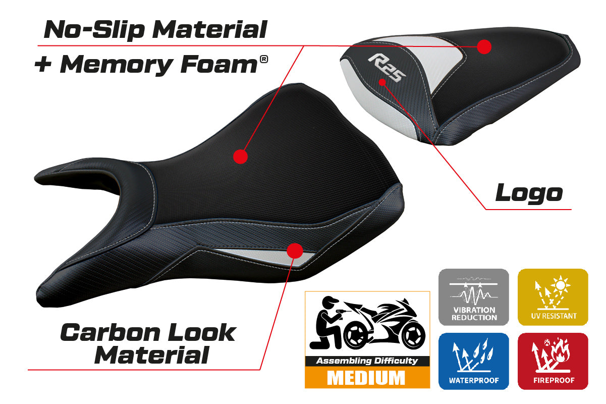 Tappezzeria Italia Yamaha YZF R25 2014-2020 Seat Cover Comfort in White