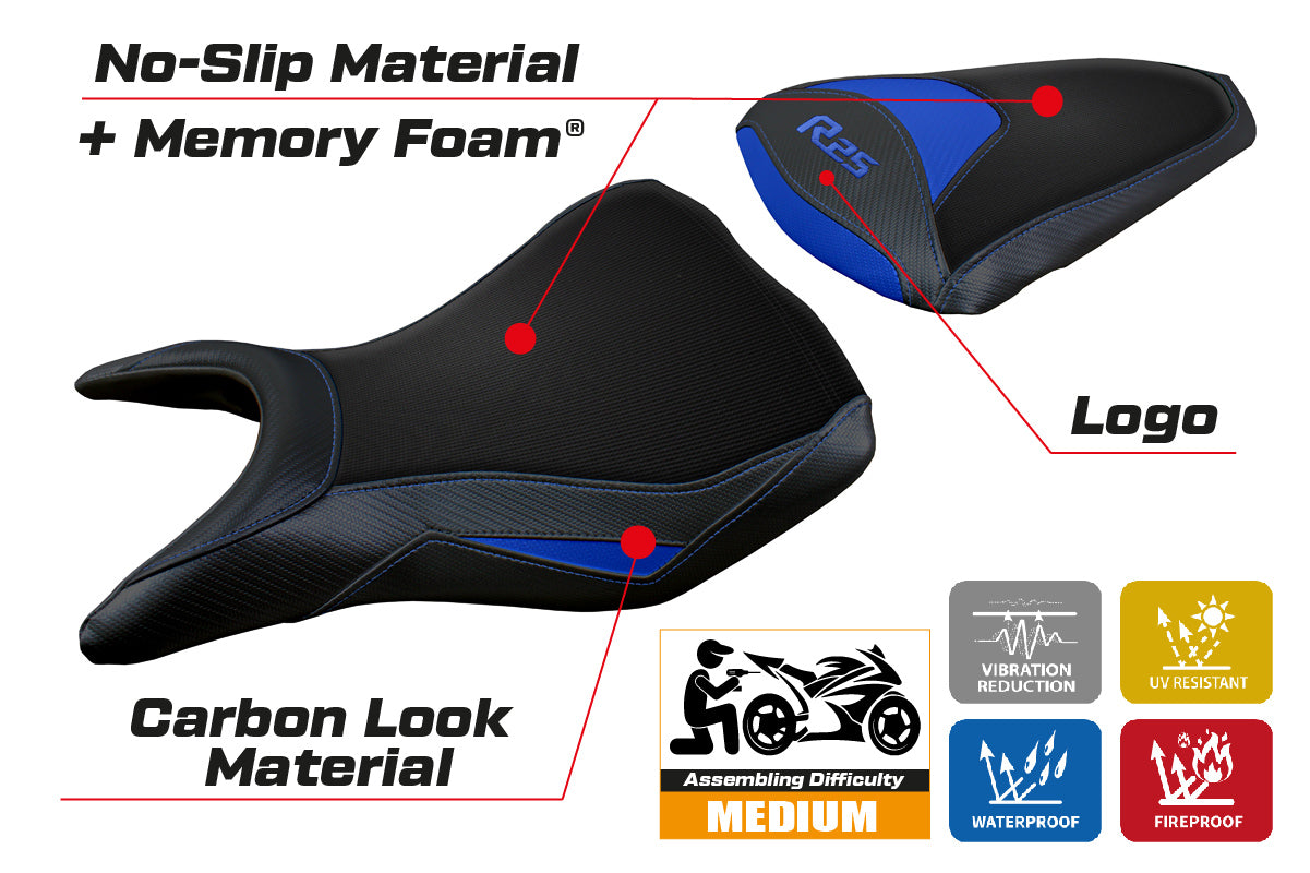 Tappezzeria Italia Yamaha YZF R25 2014-2020 Seat Cover Comfort in Blue