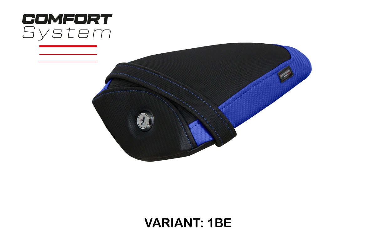 Tappezzeria Italia Yamaha YZF R1M 2015-2025 Rear Seat Cover Comfort in Blue and Black
