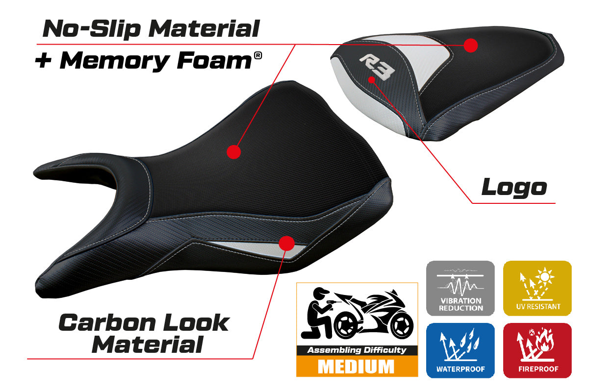 Tappezzeria Italia Yamaha YZF R3 2015-2024 Seat Cover Comfort in White