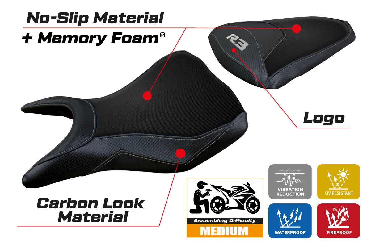 Tappezzeria Italia Yamaha YZF R3 2015-2024 Seat Cover Comfort in Black