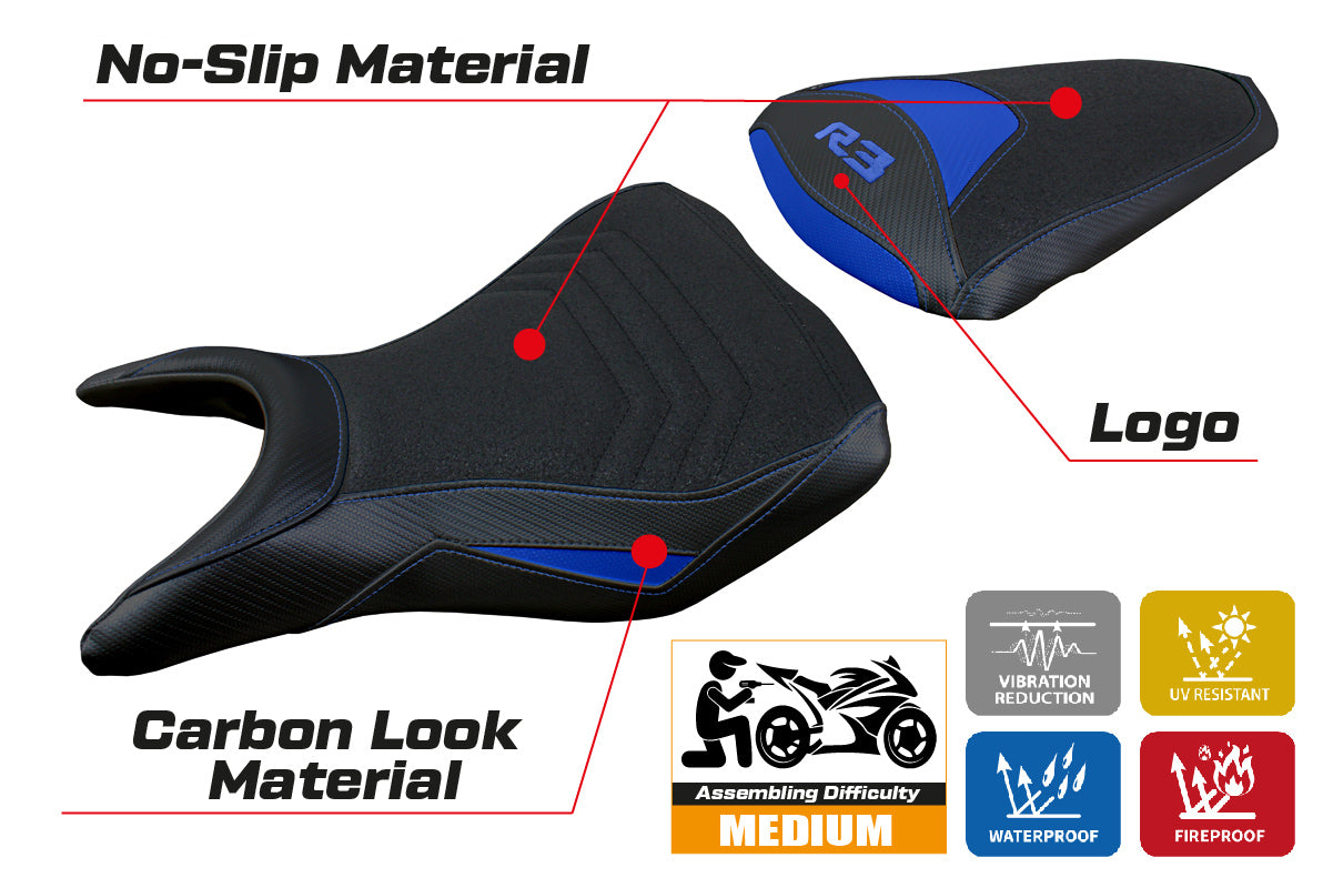 Tappezzeria Italia Yamaha YZF R3 2015-2024 Seat Cover Ultragrip in Blue