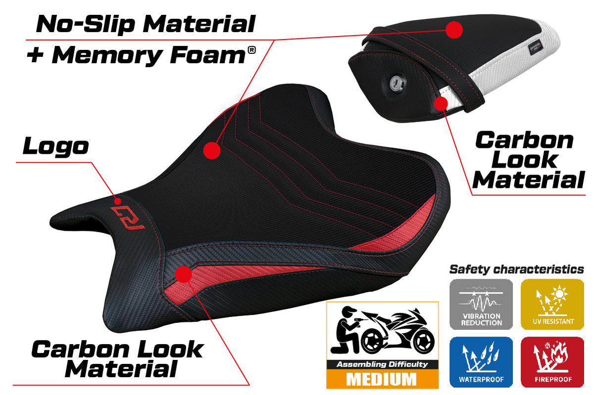 Tappezzeria Italia Yamaha YZF R7 2021-2025 Seat Cover Comfort in Red, White and Black SE