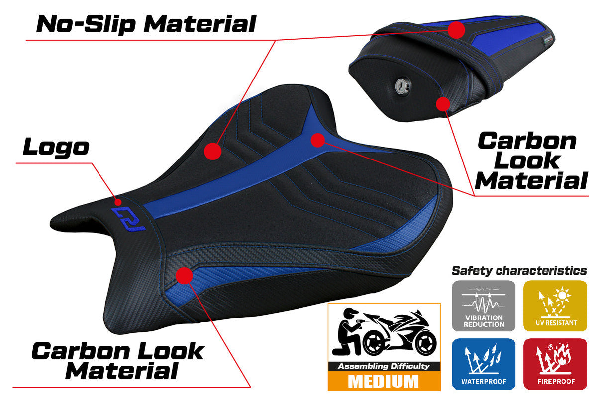 Tappezzeria Italia Yamaha YZF R7 2021-2025 Seat Cover Ultragrip in Blue and Black
