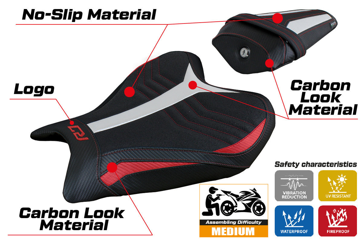 Tappezzeria Italia Yamaha YZF R7 2021-2025 Seat Cover Ultragrip in Red, White and Black SE