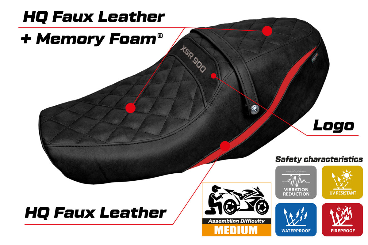 Tappezzeria Italia Yamaha XSR 900 2022-2025 Seat Cover Comfort in Red and Black