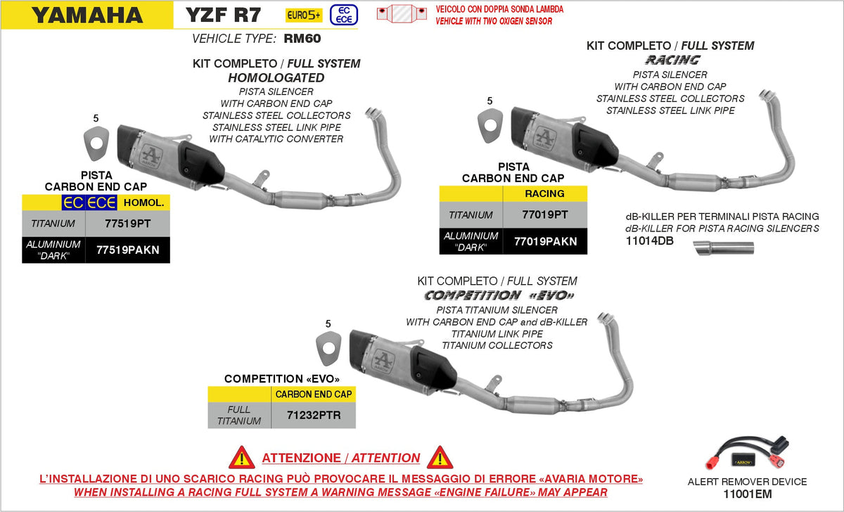 Arrow 77519PT Pista full exhaust system