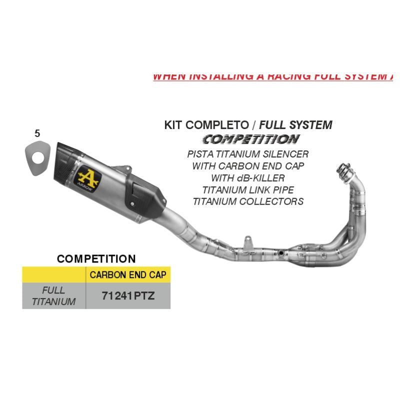 71241PTZ Arrow  R9 2025  Competition Evo Titanium Full system exhaust WITH db killer