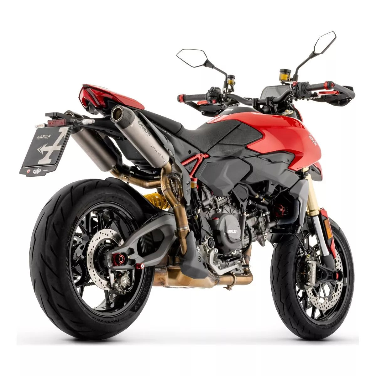 Arrow DUCATI HYPERMOTARD / HYPERMOTARD SP V2 E5+ 2026 LH+RH ROUND TITANIUM DARK SILENCERS + LINK PIPE 77018PRN
