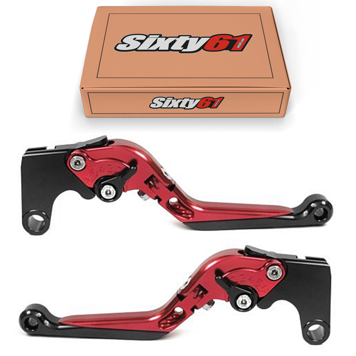 Suzuki Red Brake & Clutch Levers, Adjustable Sliding Folding Levers